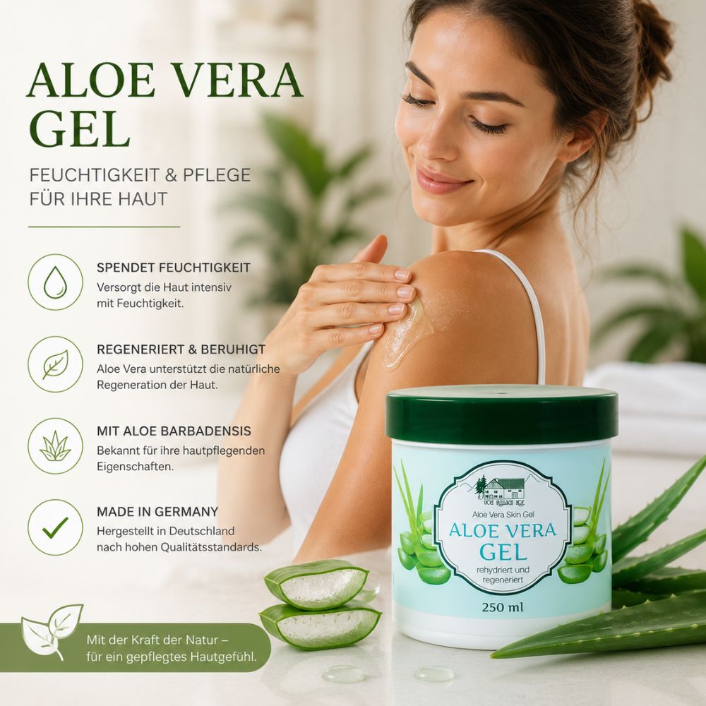 Vom Pullach Hof Aloe Vera Gel Feuchtigkeitsspendendes Hautpflegegel mit Aloe Barbadensis · 250ml – Bild 2