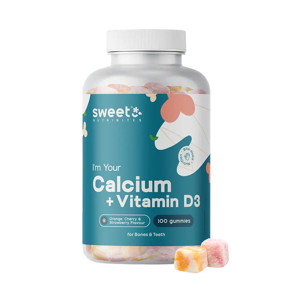 Sweet Nutribites Calcium + Vitamin D3 · Gummibonbons für Muskeln, Knochen und Zähne · 100 Gummibonbons