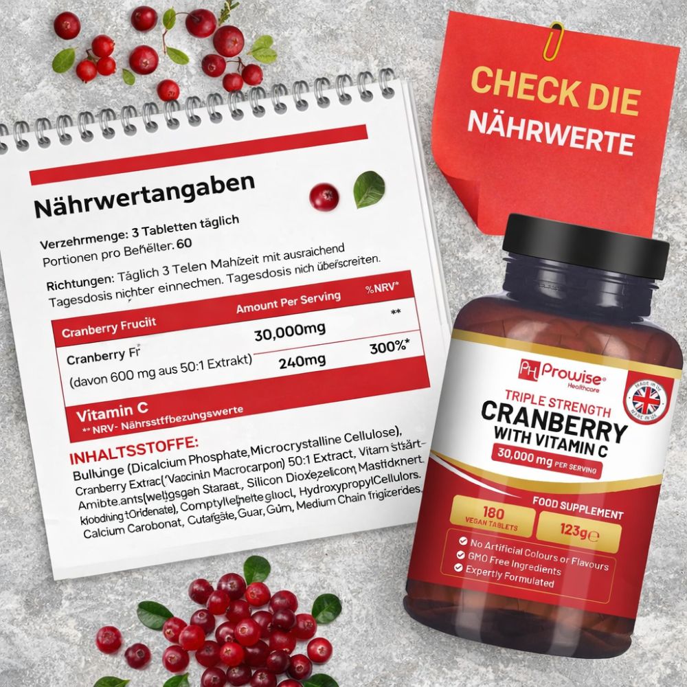 Prowise Healthcare Cranberry mit Vitamin C 30.000 mg · 180 Tabletten – Bild 4