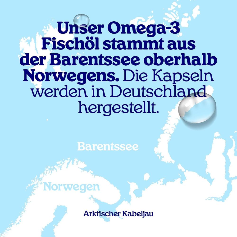 Arctic Blue | Omega-3 Fischöl mit DHA & EPA - MSC-zertifiziert - 60 kleine Weichkapseln