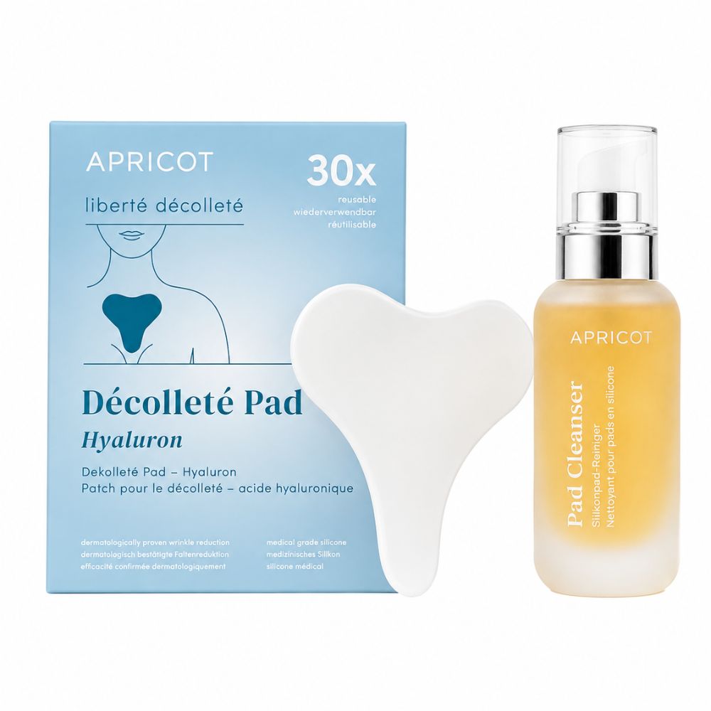 APRICOT | Dekolleté Pflege-Set – Hyaluron Silikonpad + Silikonpad-Reiniger