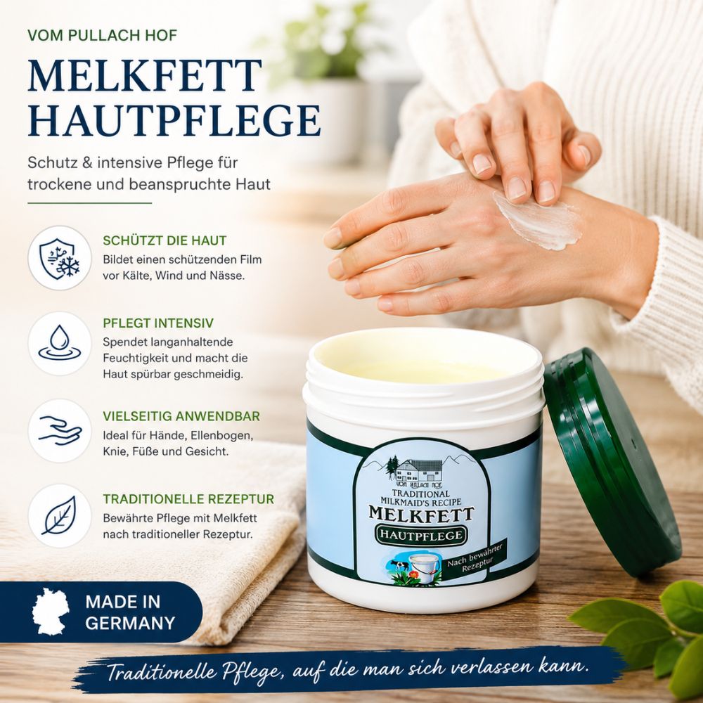 Vom Pullach Hof Melkfett · Hautschutz & Intensive Pflege für trockene Haut · 250ml – Bild 2