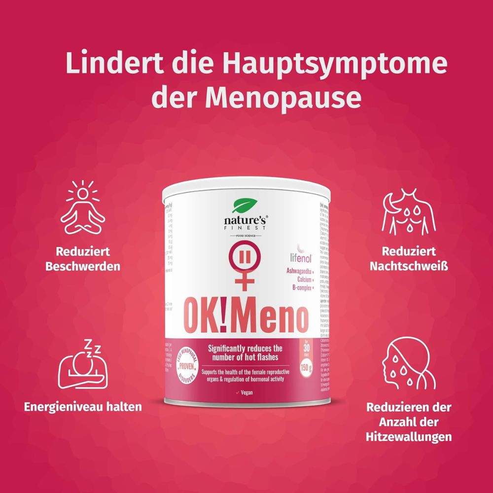 Nature's Finest | OK!Meno – Menopause-Komplex mit Lifenol®, Ashwagandha & B-Vitaminen – 150 g