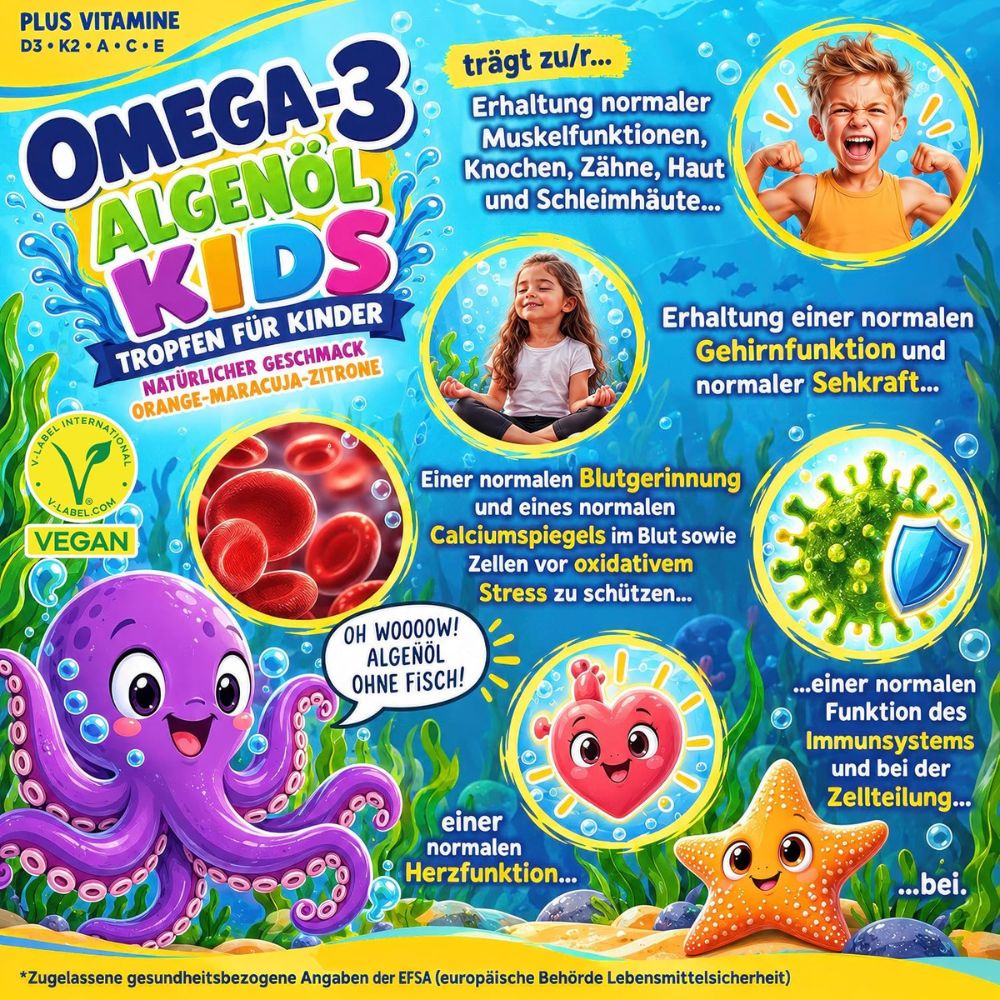 NatureCraft |  KIDS Multivitamin Tropfen + Omega-3 – DHA & EPA + Vitamin D3, K2, A, C & E – 20 ml - NEUHEIT