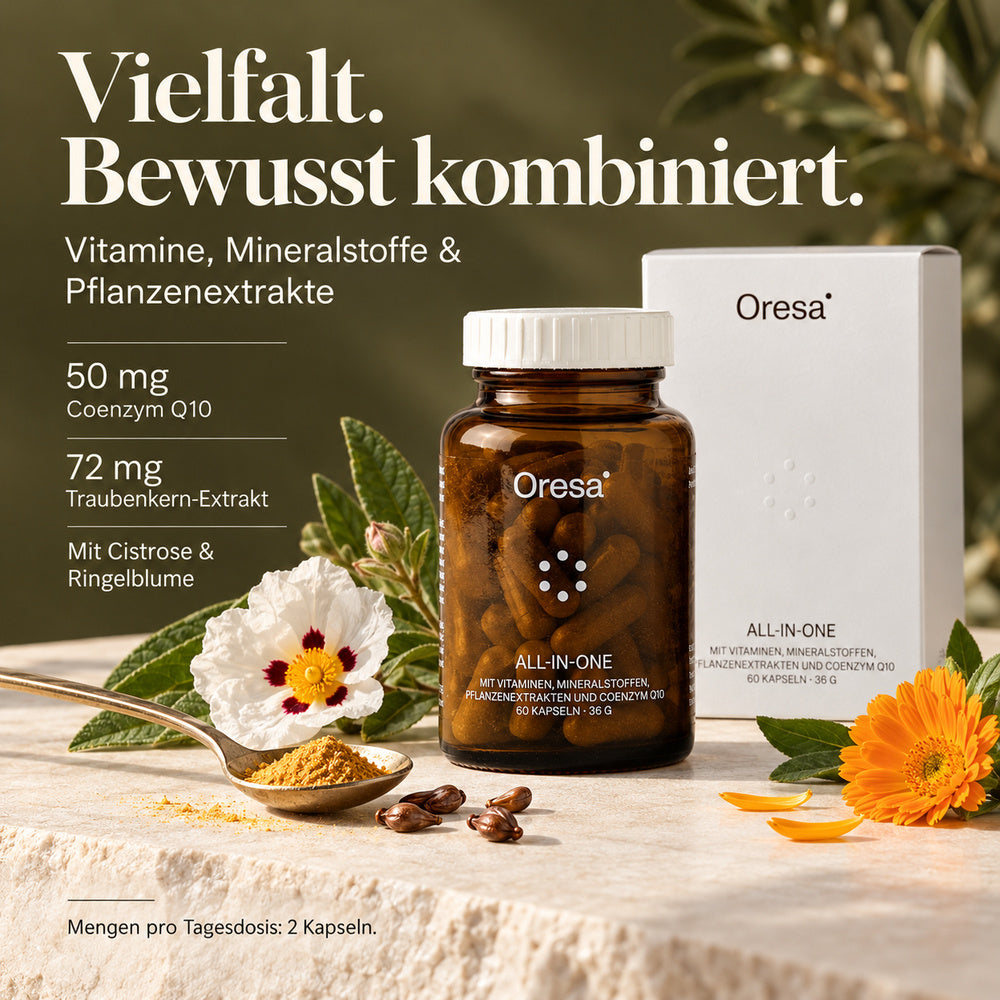 Oresa | All-in-One - Multivitamin- und Mineralstoffkomplex mit Coenzym Q10 - 60 Kapseln