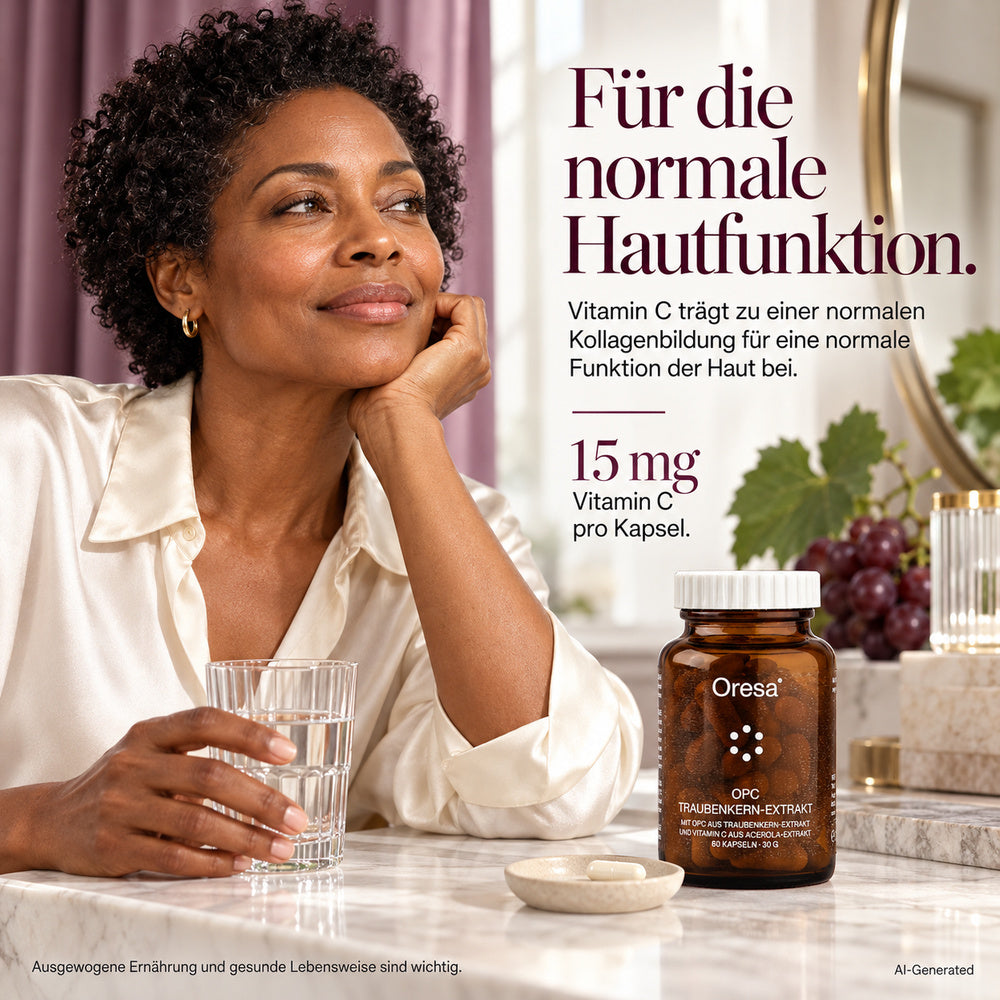 Oresa | OPC Traubenkern-Extrakt 250 mg mit Vitamin C aus Acerola - 60 vegane Kapseln