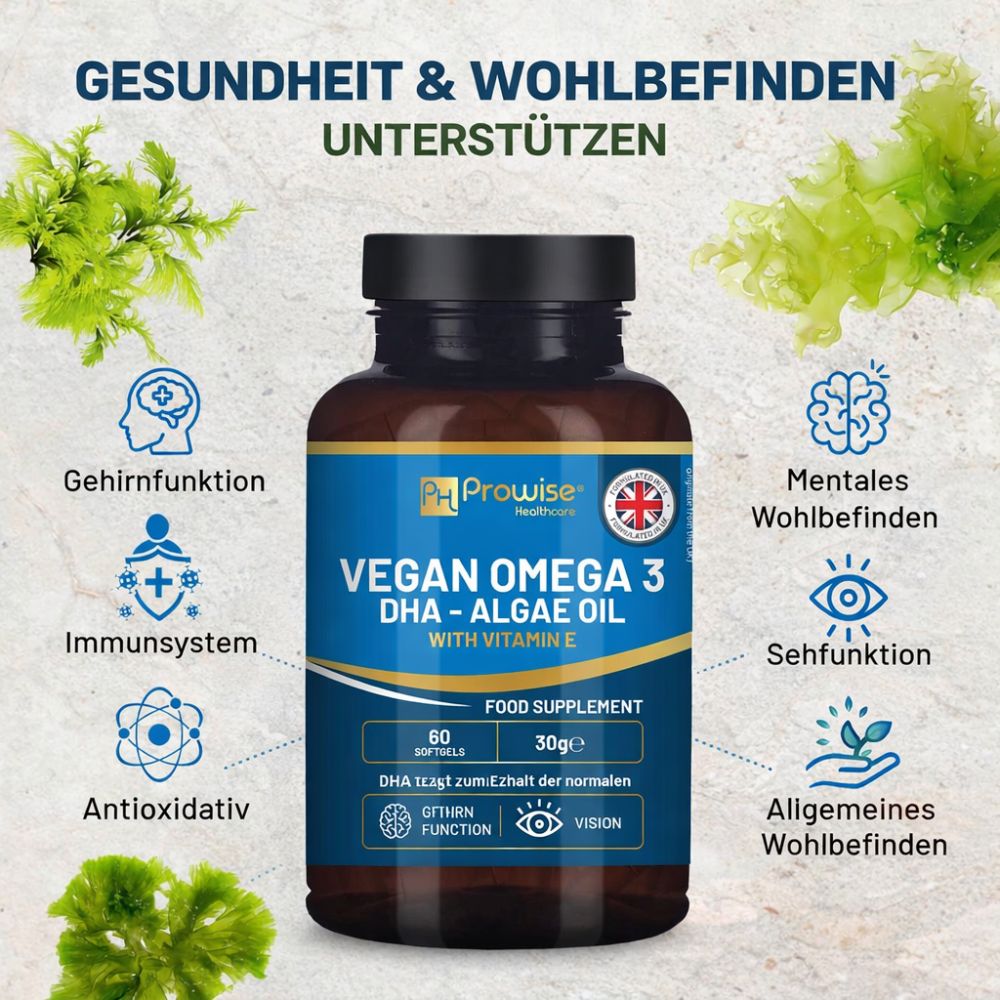 Prowise Healthcare Vegan Omega-3 DHA aus Algenöl · 60 Weichkapseln – Bild 3