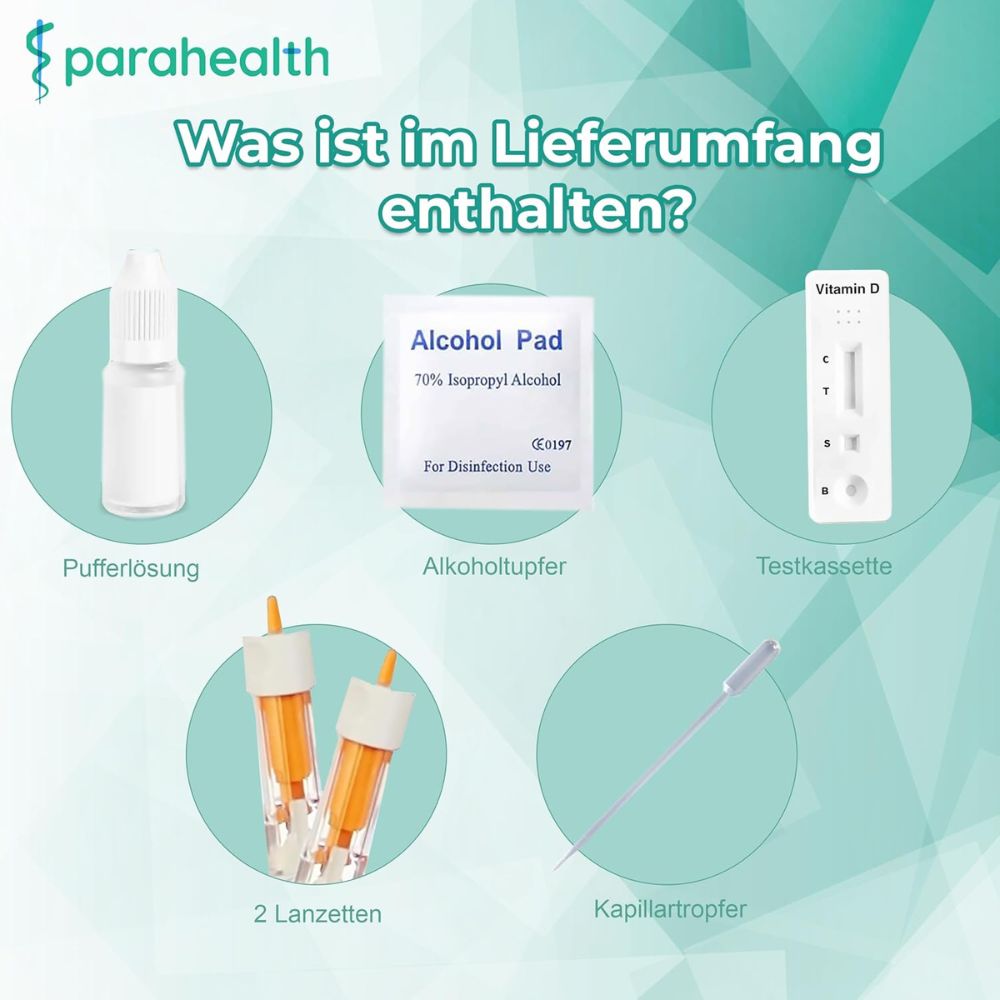 parahealth diagnostics | Vitamin-D-Schnelltest – 1 Selbsttest per Fingerstich, Ergebnis in 10 Min.