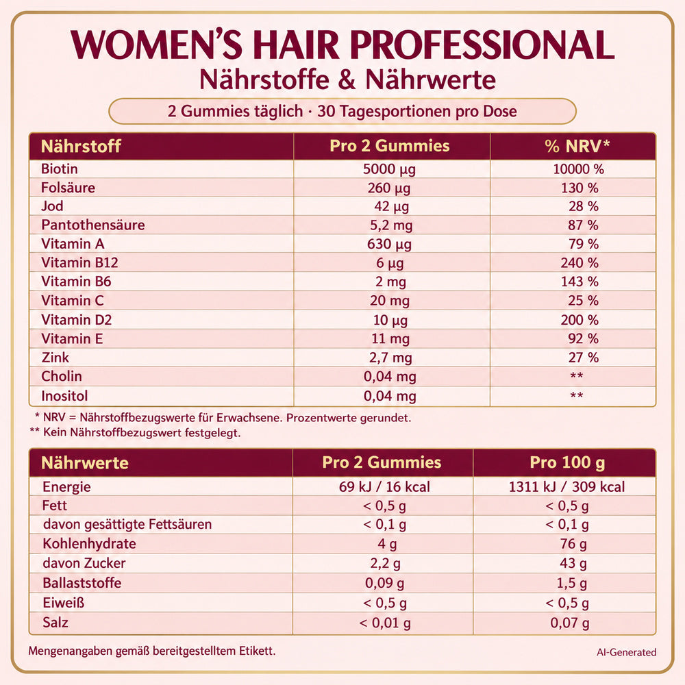 IvyBears | Womens Hair Professional für die tägliche Haarpflege von innen - 60 vegane Gummies