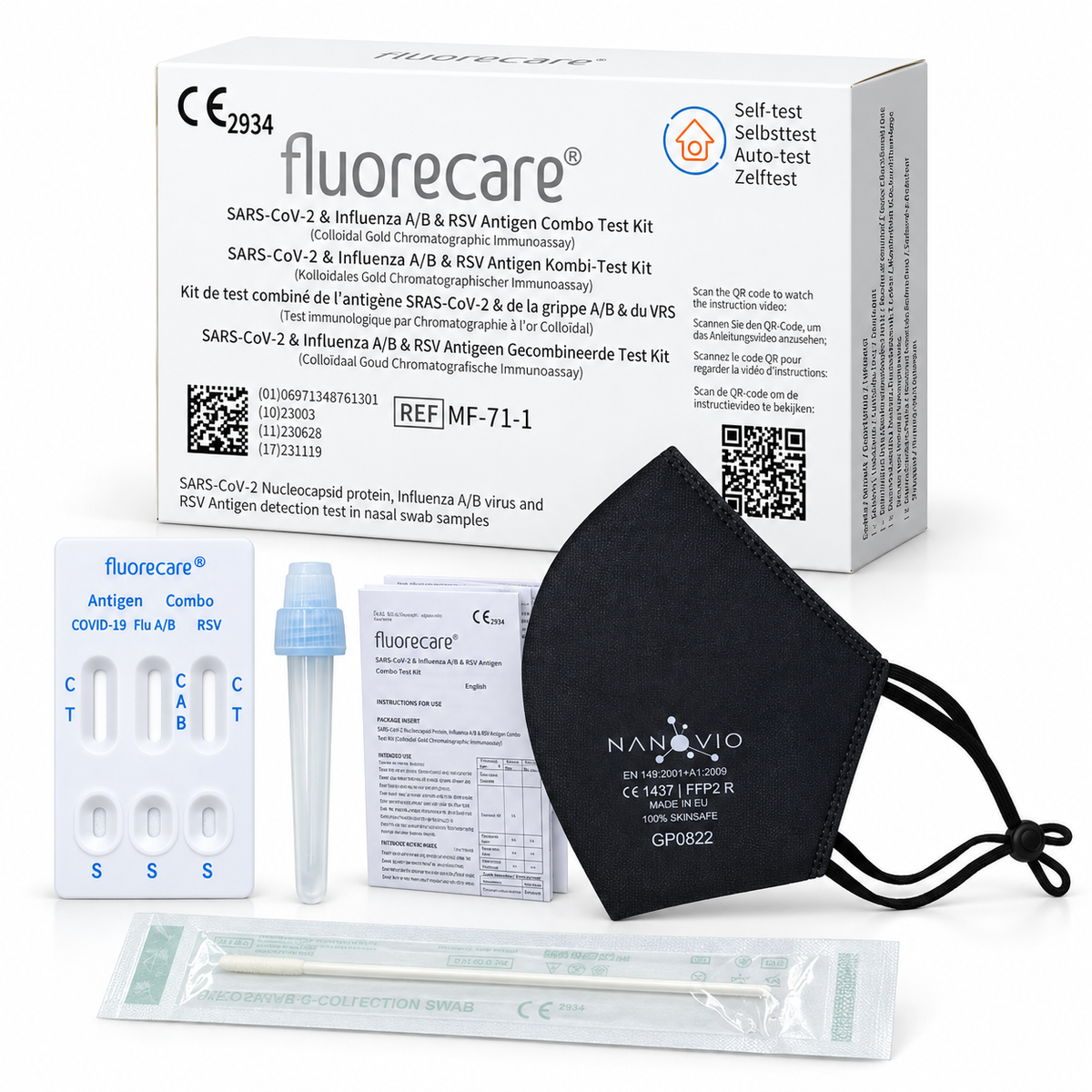 fluorecare® 4in1 SARS-CoV-2, Influenza A/B & RSV Combo-Schnelltest – XL Großmengen - B2B